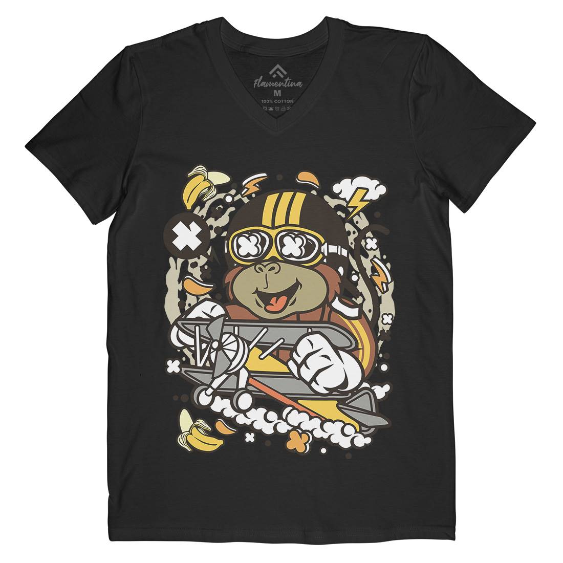 Monkey Pilot Mens Organic V-Neck T-Shirt Work C590