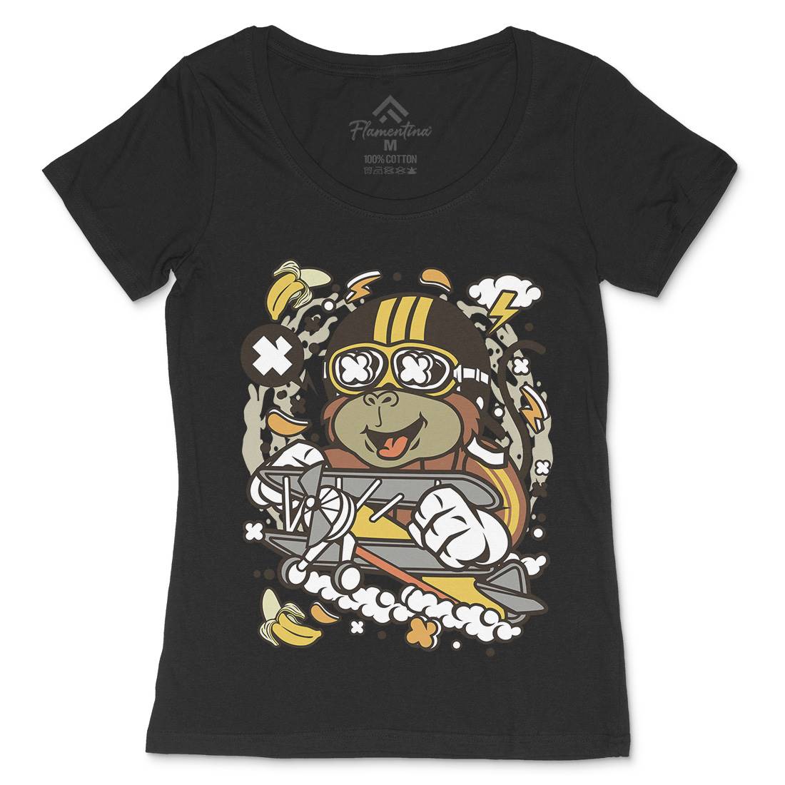 Monkey Pilot Womens Scoop Neck T-Shirt Work C590