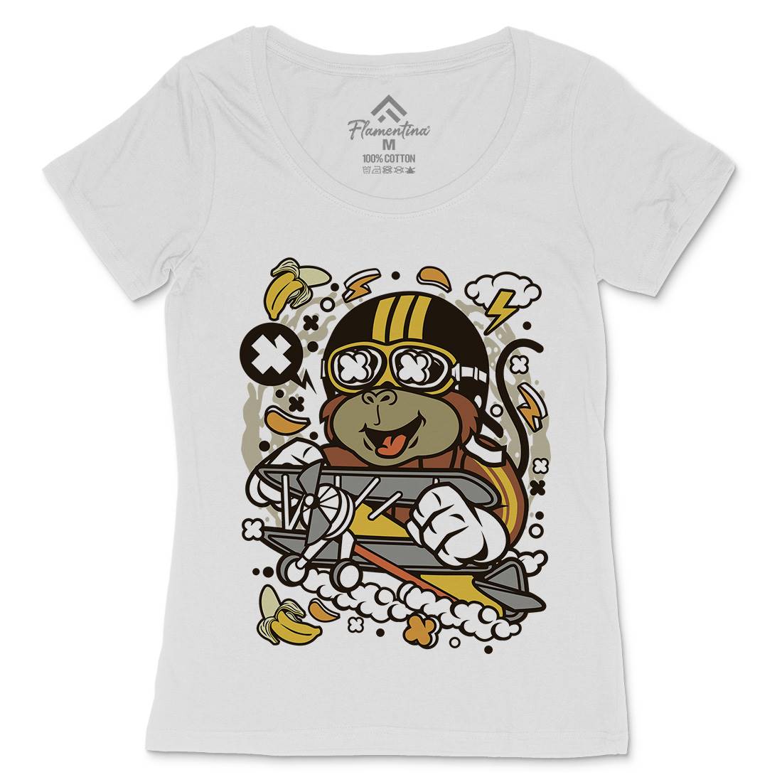 Monkey Pilot Womens Scoop Neck T-Shirt Work C590