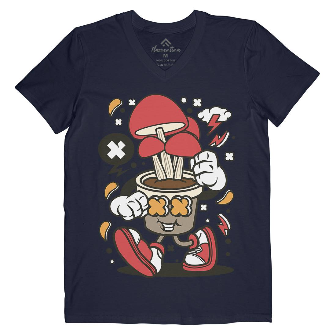 Mushroom Mens Organic V-Neck T-Shirt Food C592