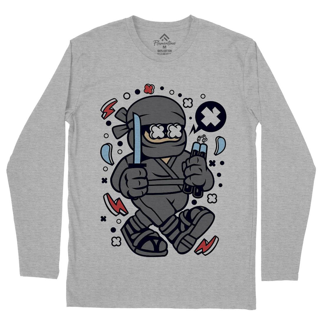 Ninja Kid Mens Long Sleeve T-Shirt Warriors C593