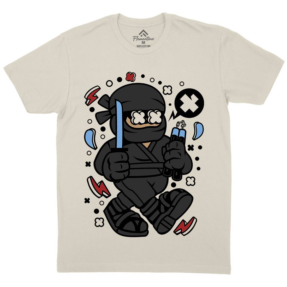 Ninja Kid Mens Organic Crew Neck T-Shirt Warriors C593