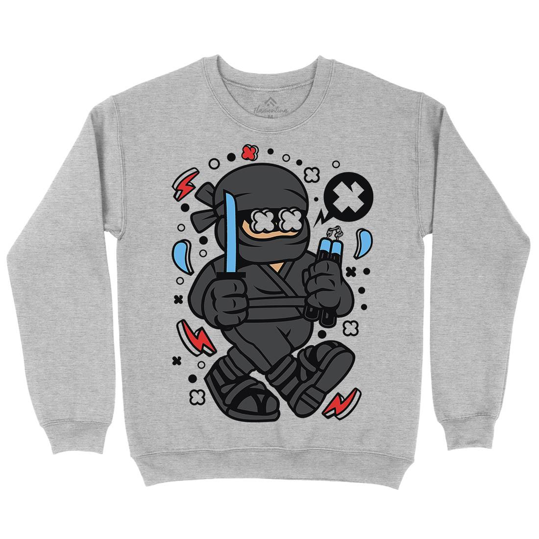 Ninja Kid Mens Crew Neck Sweatshirt Warriors C593