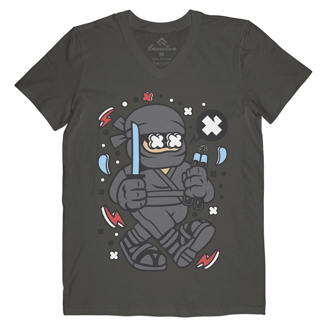 Ninja Kid Mens V-Neck T-Shirt Warriors C593
