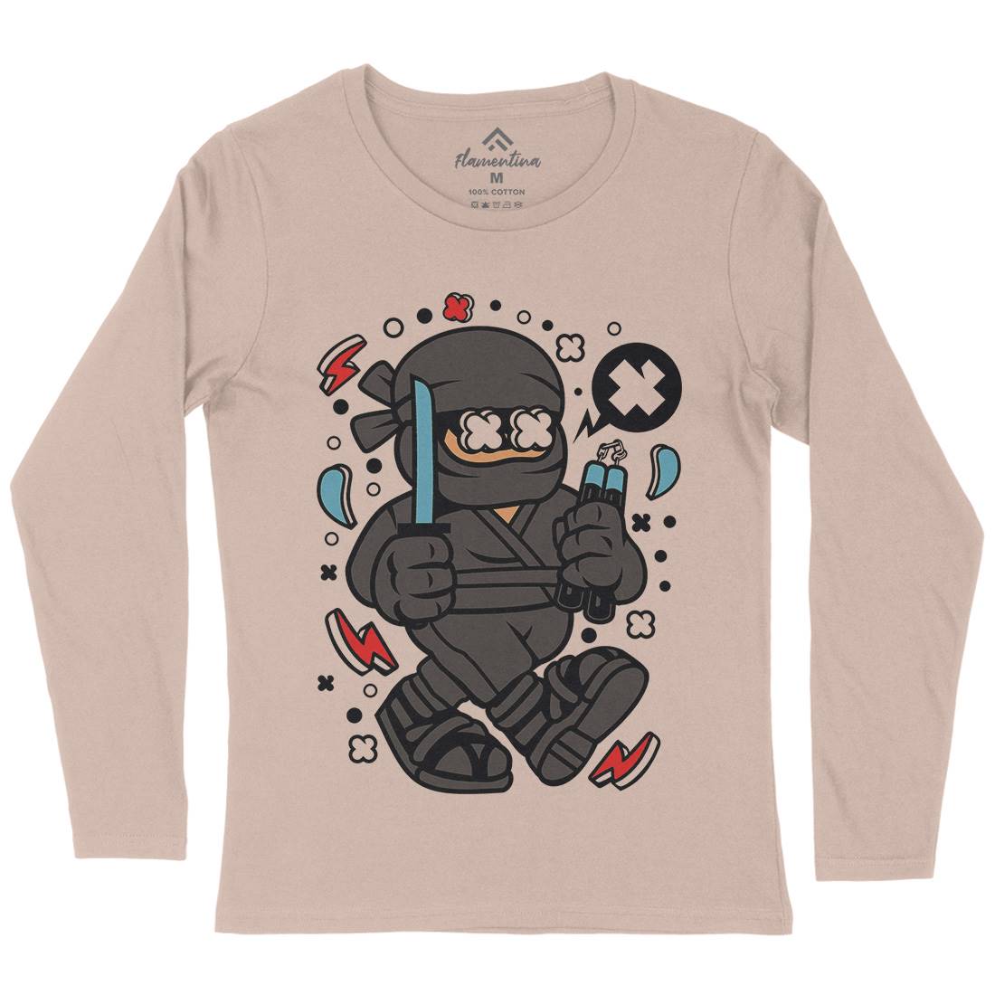 Ninja Kid Womens Long Sleeve T-Shirt Warriors C593