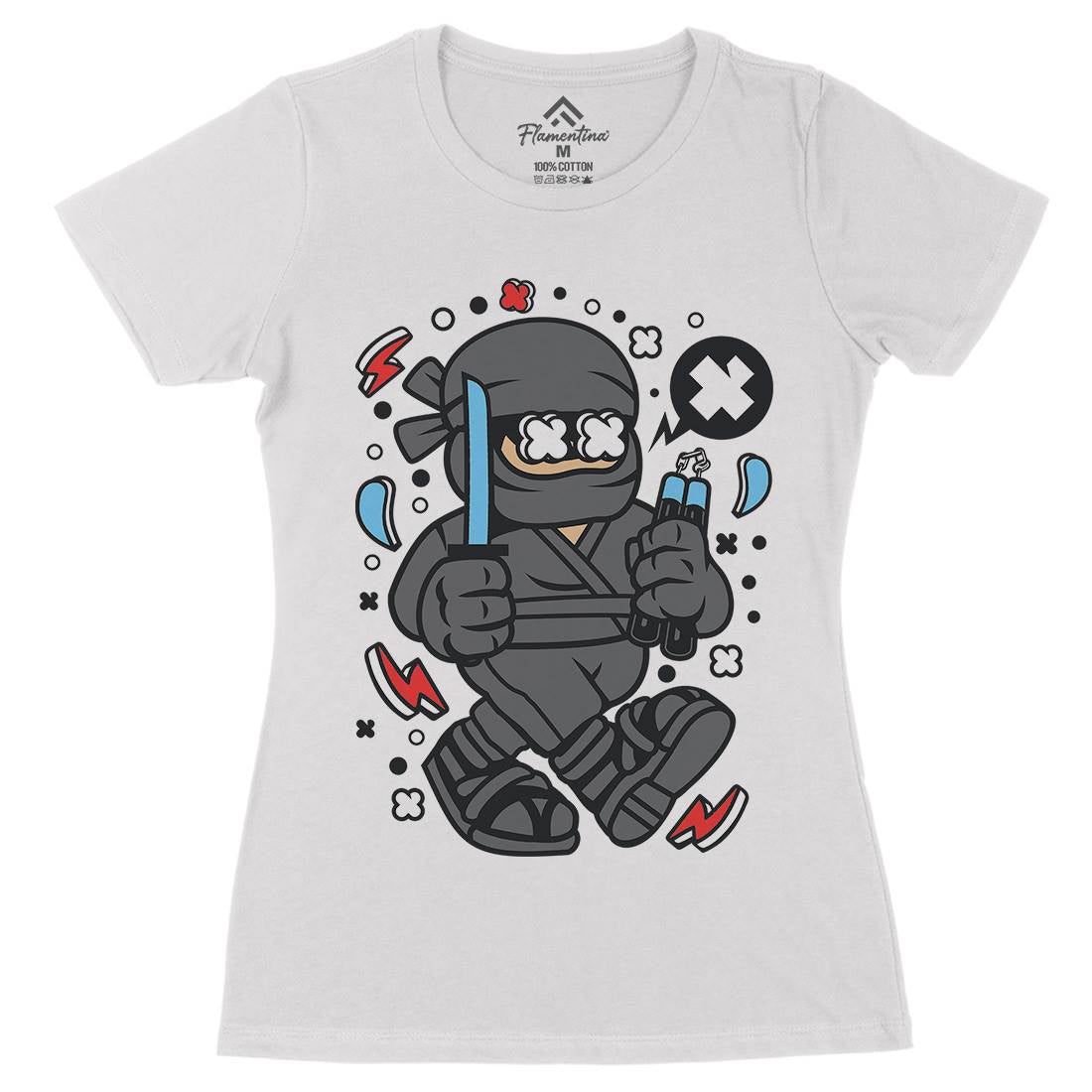 Ninja Kid Womens Organic Crew Neck T-Shirt Warriors C593