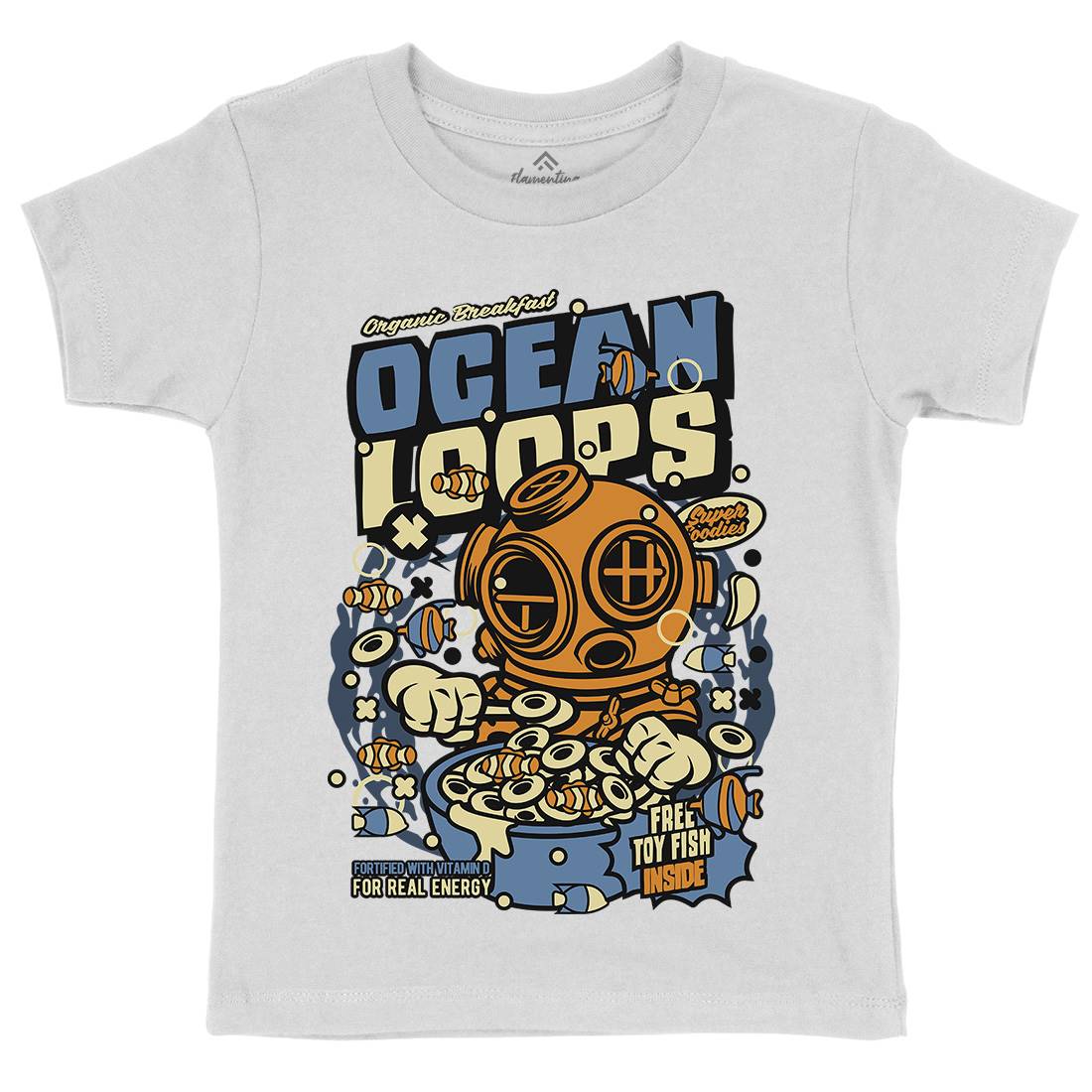Ocean Loops Kids Organic Crew Neck T-Shirt Food C594