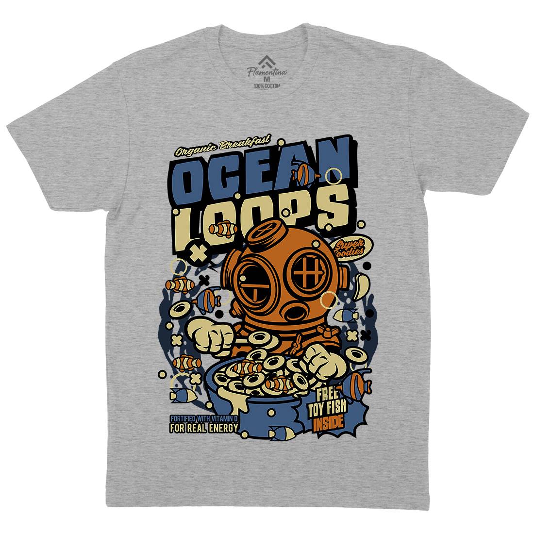Ocean Loops Mens Organic Crew Neck T-Shirt Food C594
