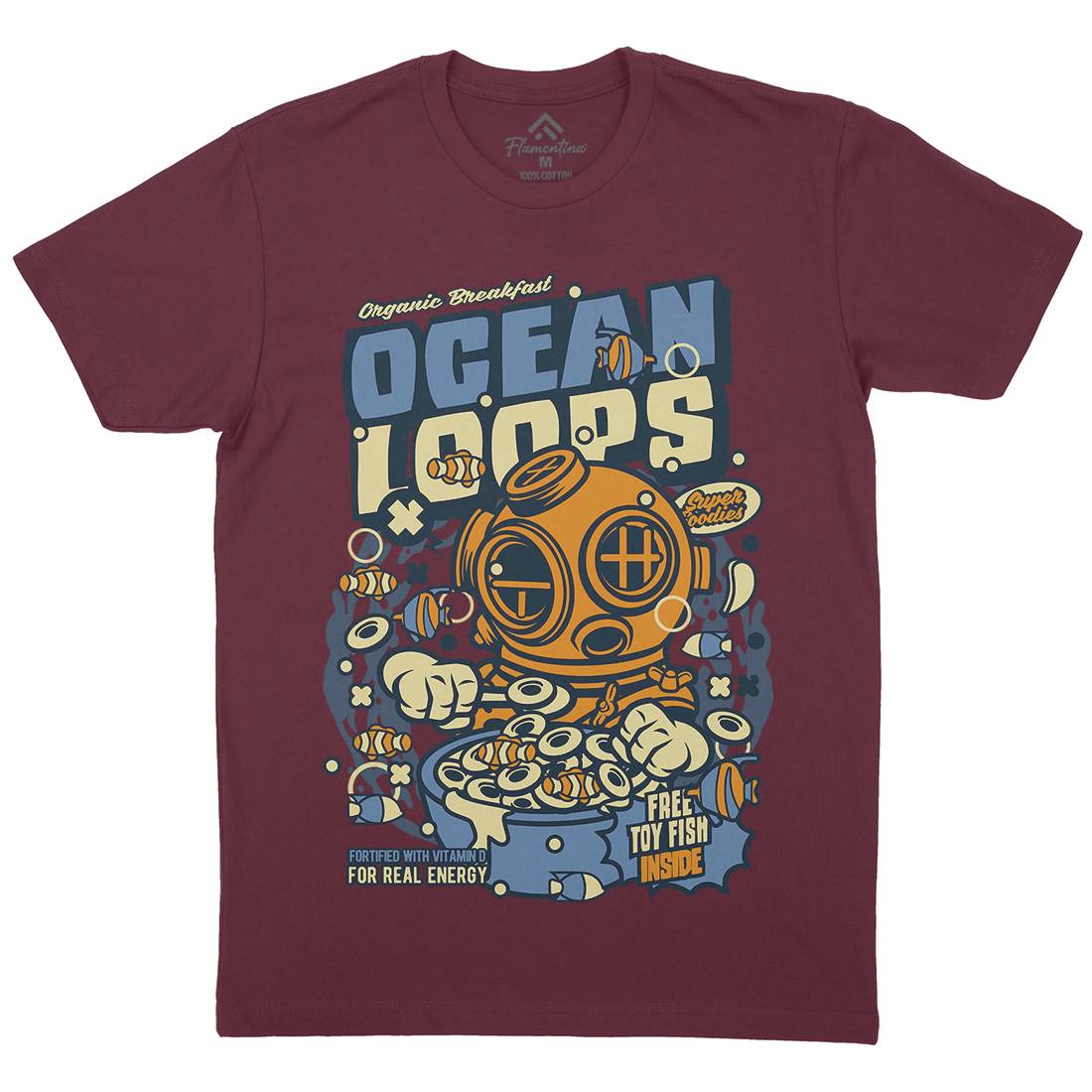 Ocean Loops Mens Organic Crew Neck T-Shirt Food C594