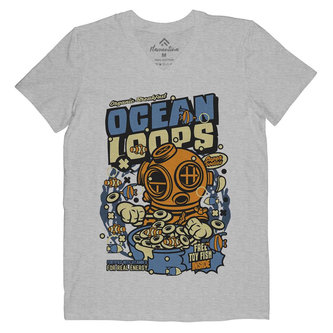 Ocean Loops Mens V-Neck T-Shirt Food C594