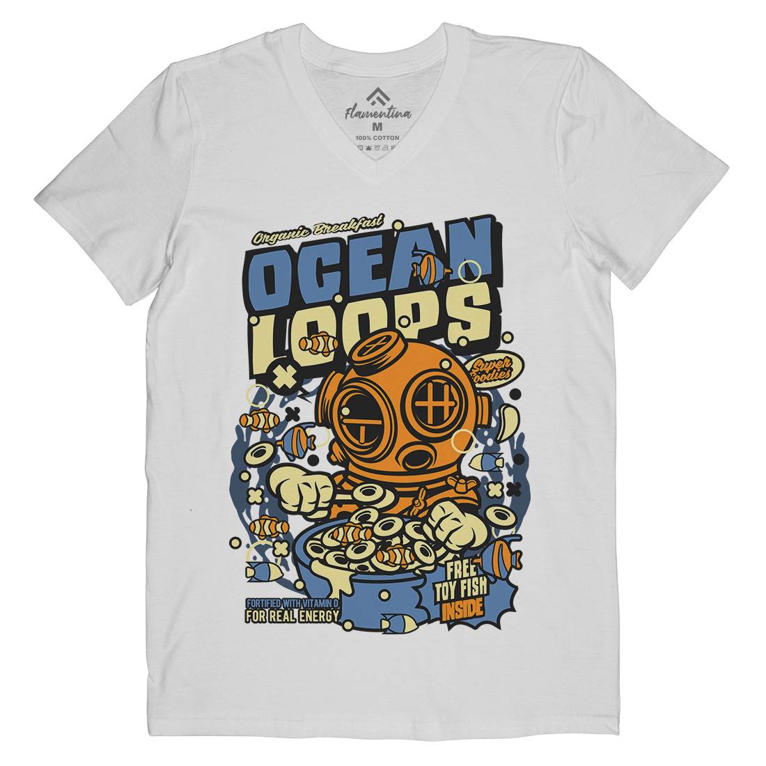 Ocean Loops Mens Organic V-Neck T-Shirt Food C594
