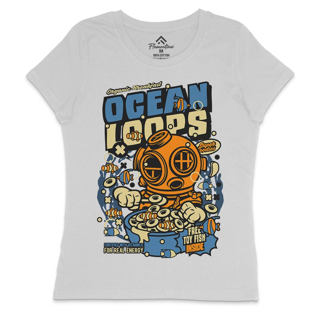Ocean Loops Womens Crew Neck T-Shirt Food C594