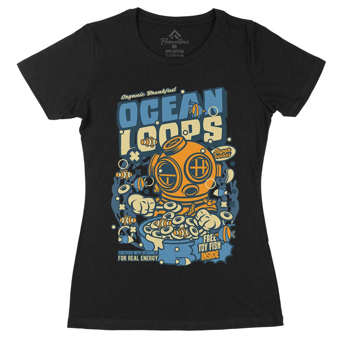Ocean Loops Womens Organic Crew Neck T-Shirt Food C594