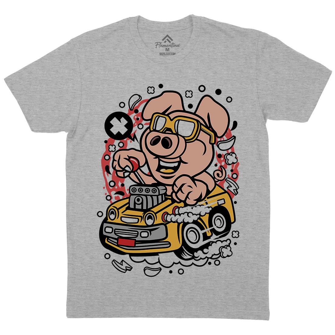 Oink Hotrod Mens Crew Neck T-Shirt Cars C595