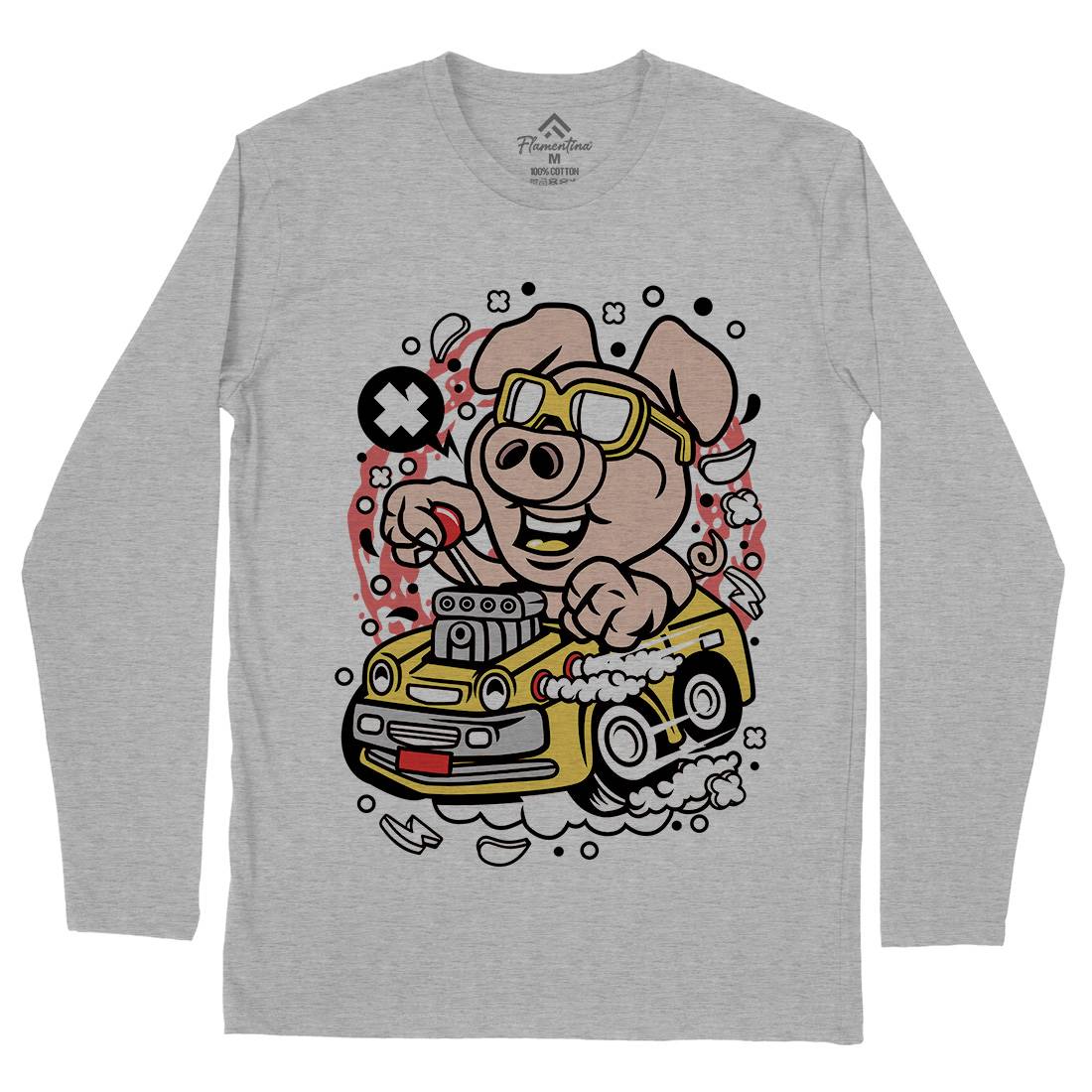 Oink Hotrod Mens Long Sleeve T-Shirt Cars C595