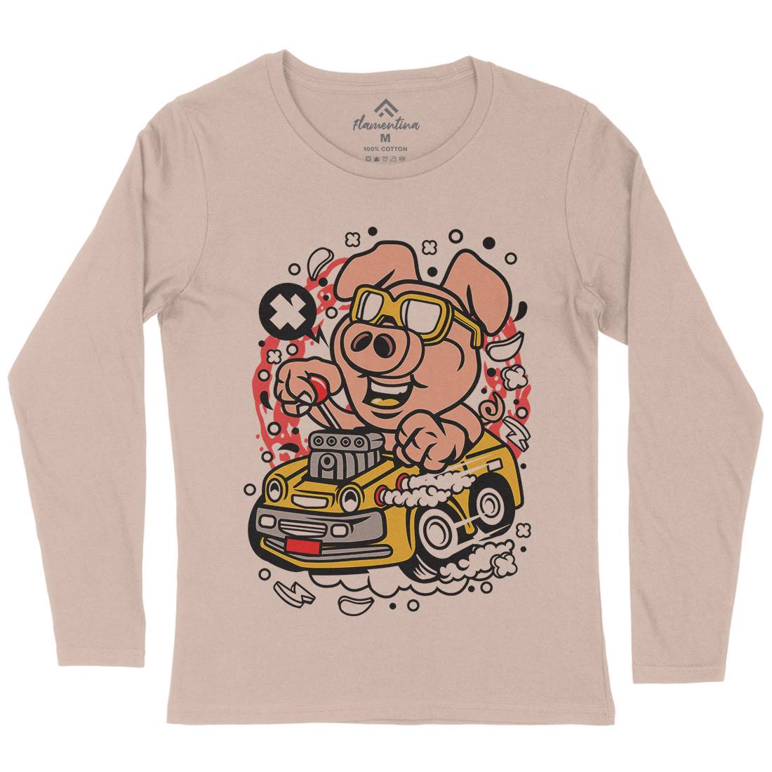 Oink Hotrod Womens Long Sleeve T-Shirt Cars C595