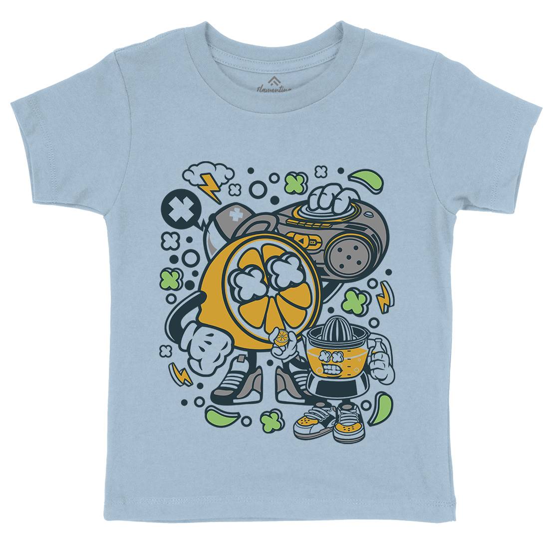 Orange Boombox Kids Crew Neck T-Shirt Music C596