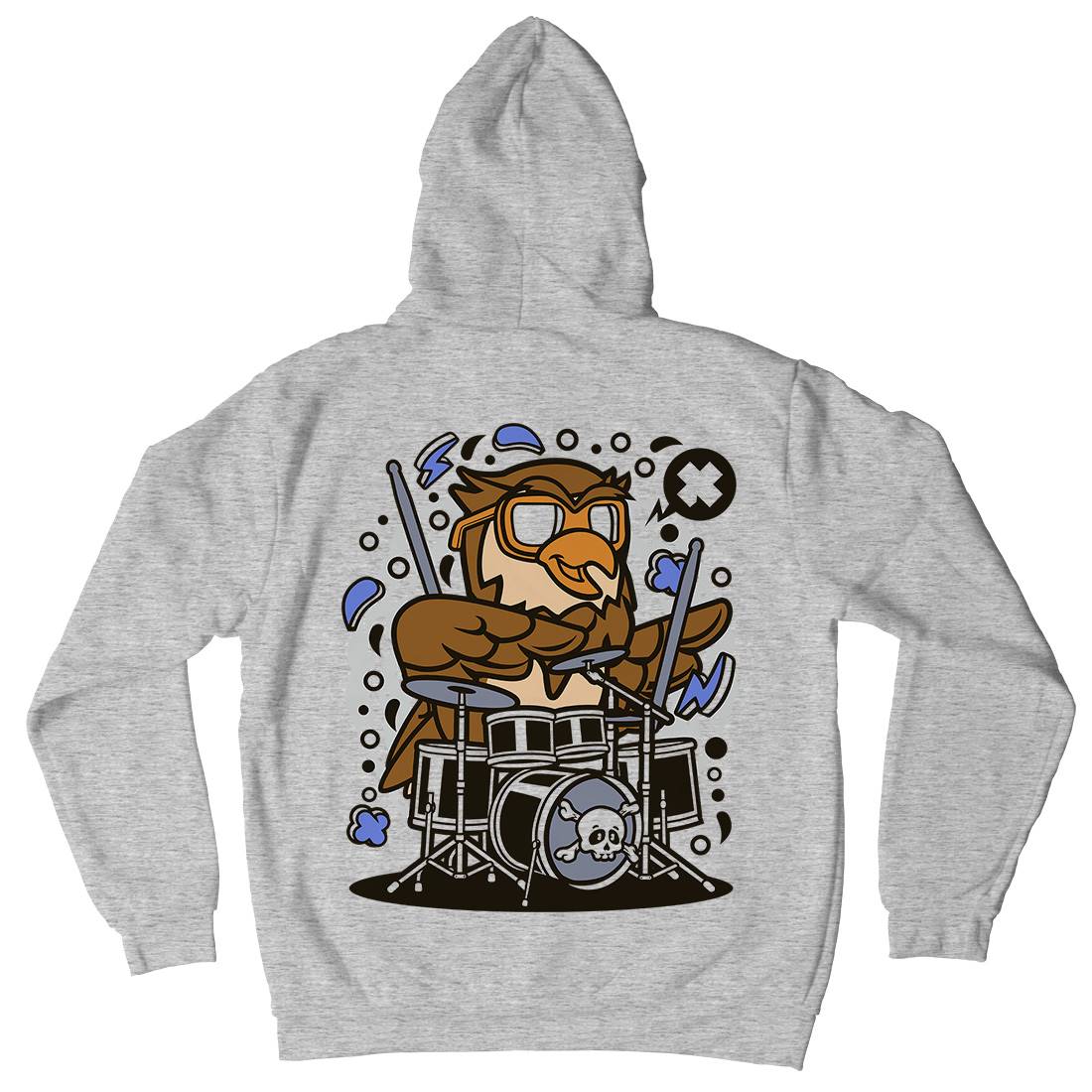 Owl Drummer Mens Hoodie With Pocket Music C597