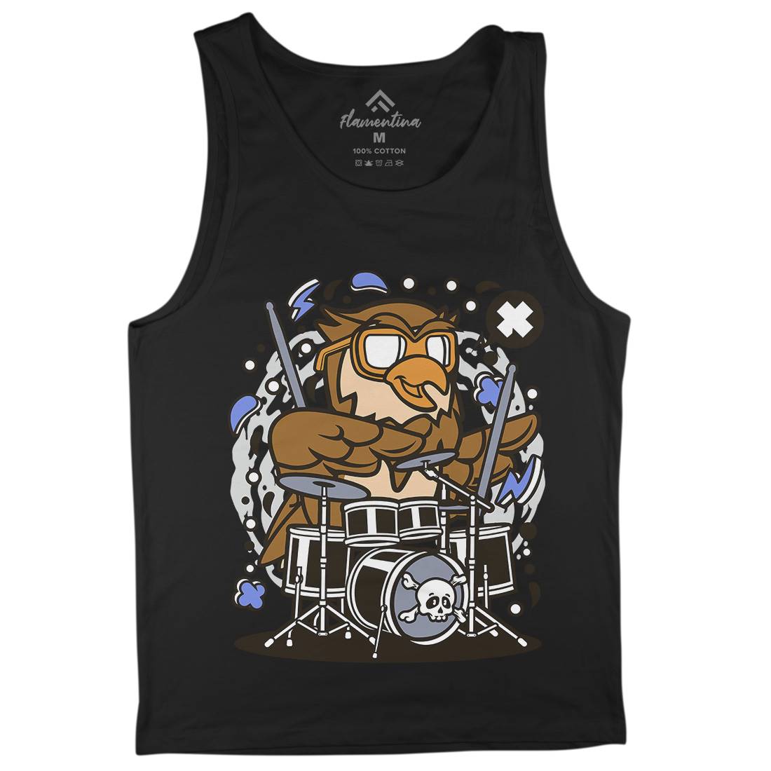 Owl Drummer Mens Tank Top Vest Music C597