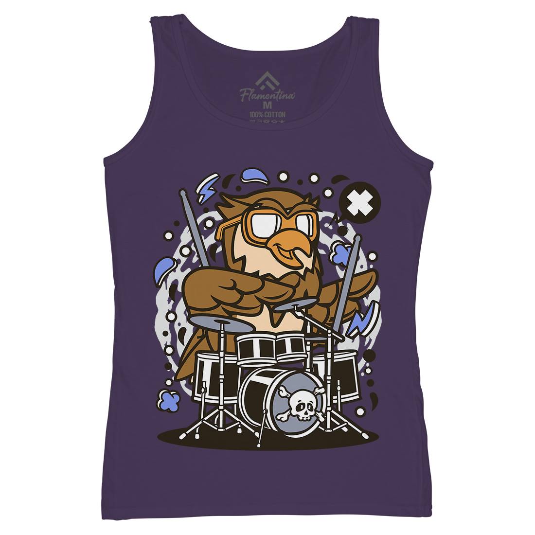 Owl Drummer Womens Organic Tank Top Vest Music C597