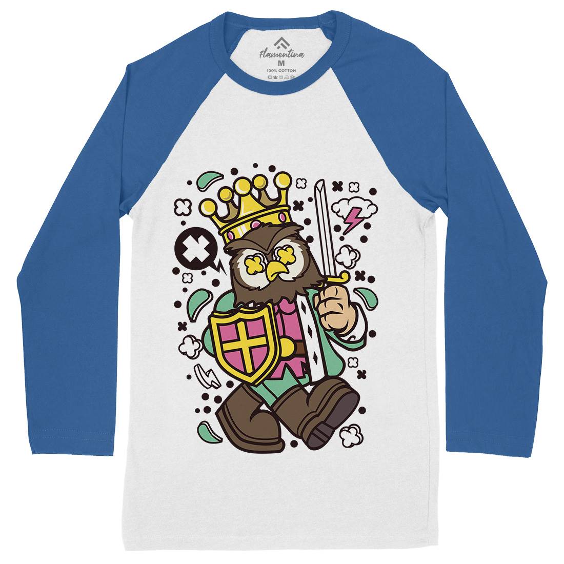 Owl King Mens Long Sleeve Baseball T-Shirt Animals C598