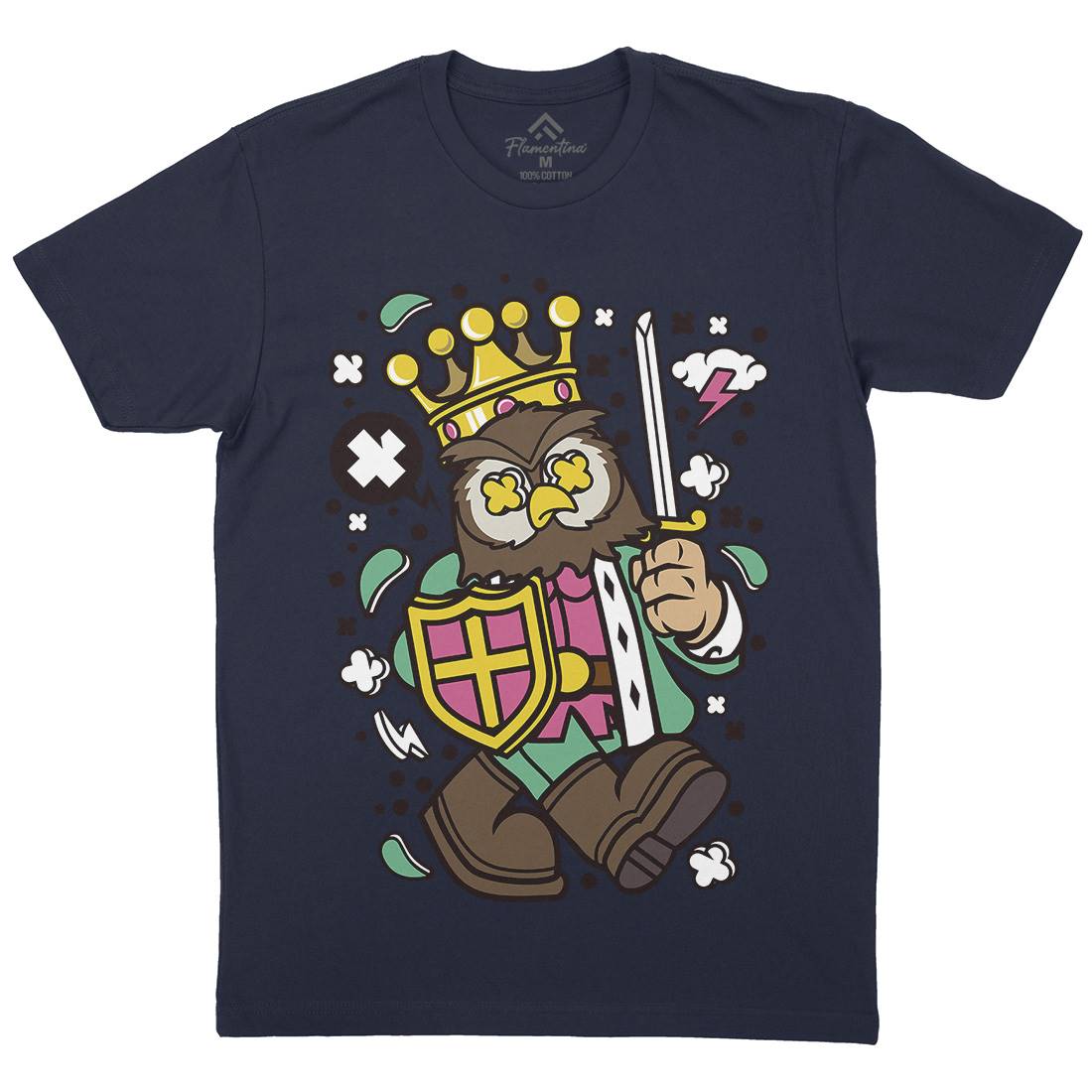 Owl King Mens Crew Neck T-Shirt Animals C598