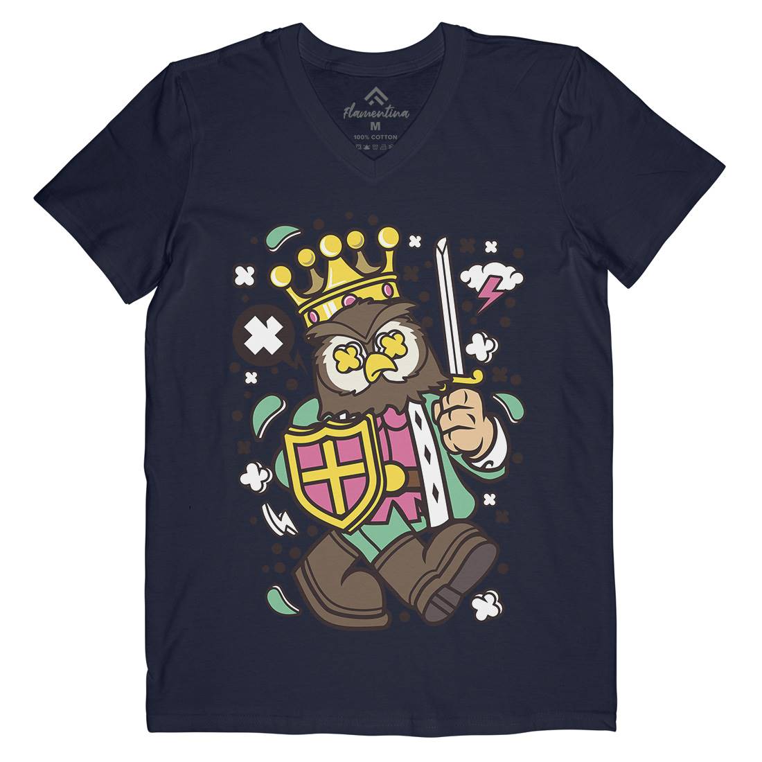 Owl King Mens V-Neck T-Shirt Animals C598
