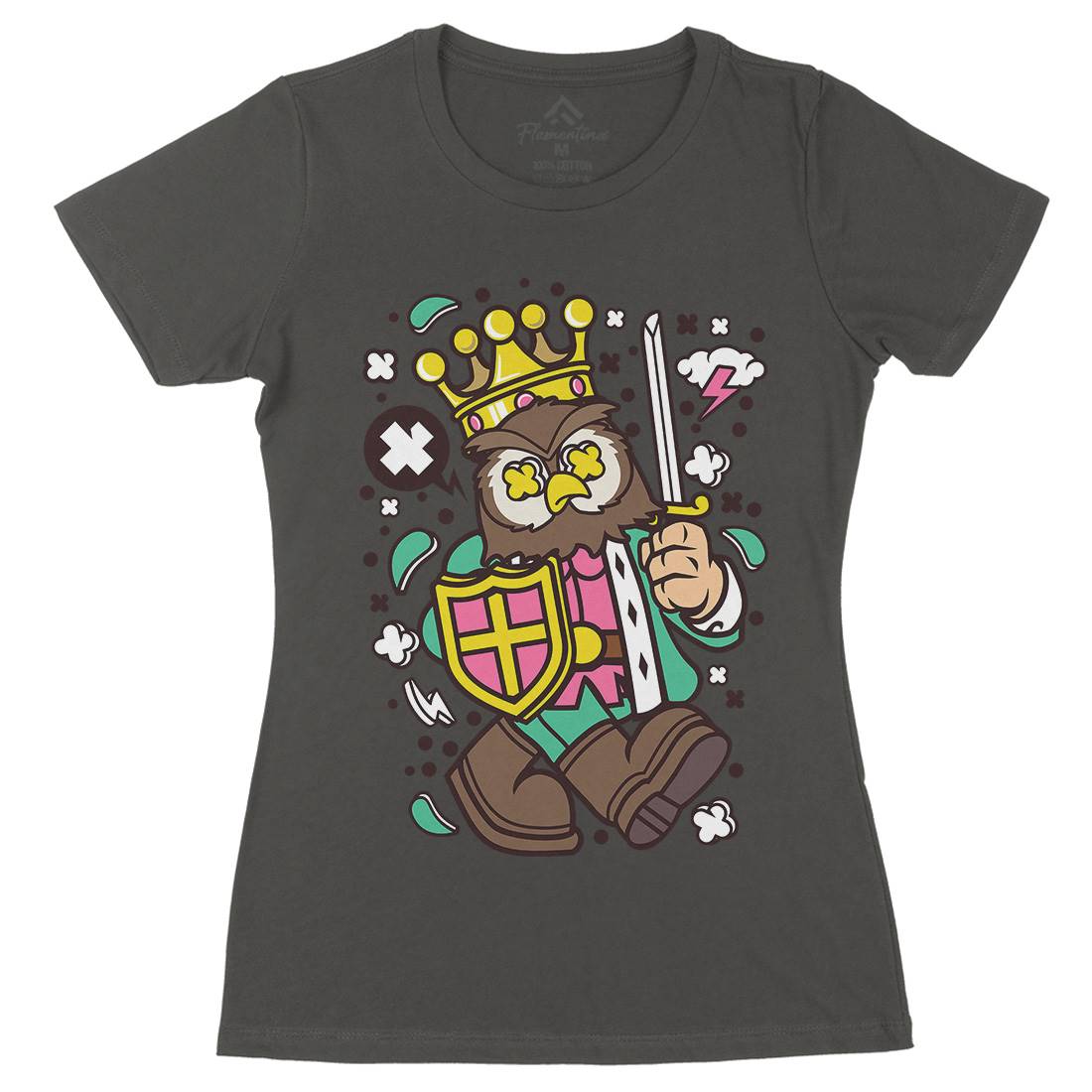Owl King Womens Organic Crew Neck T-Shirt Animals C598