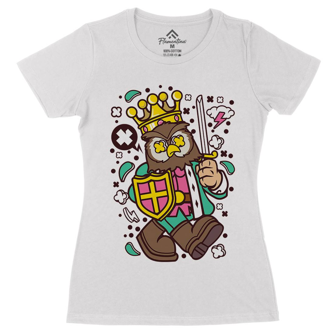 Owl King Womens Organic Crew Neck T-Shirt Animals C598