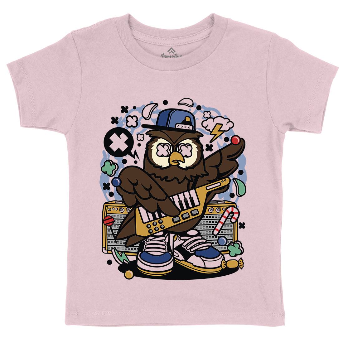 Owl Pop Star Kids Crew Neck T-Shirt Music C599