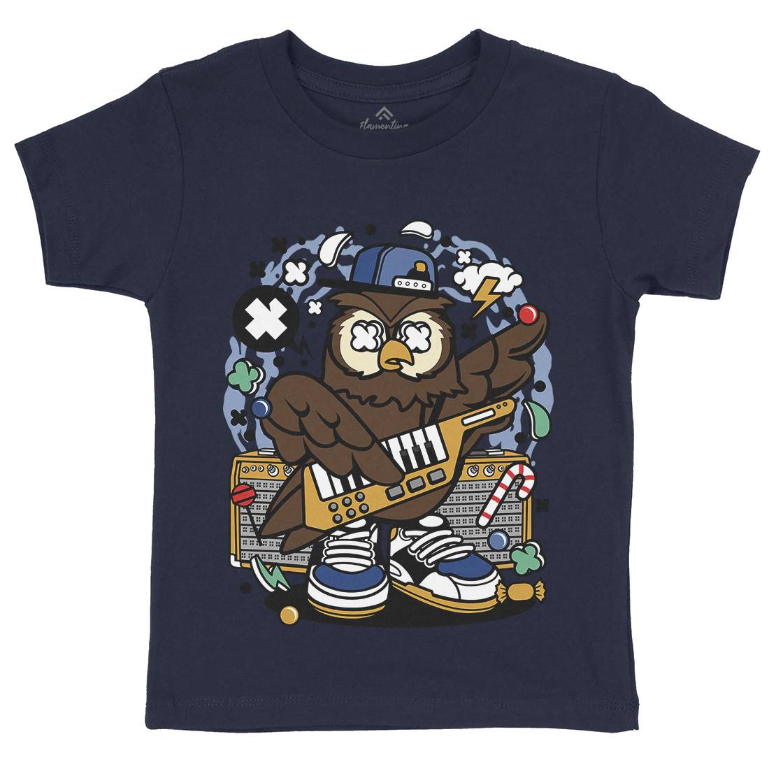 Owl Pop Star Kids Crew Neck T-Shirt Music C599