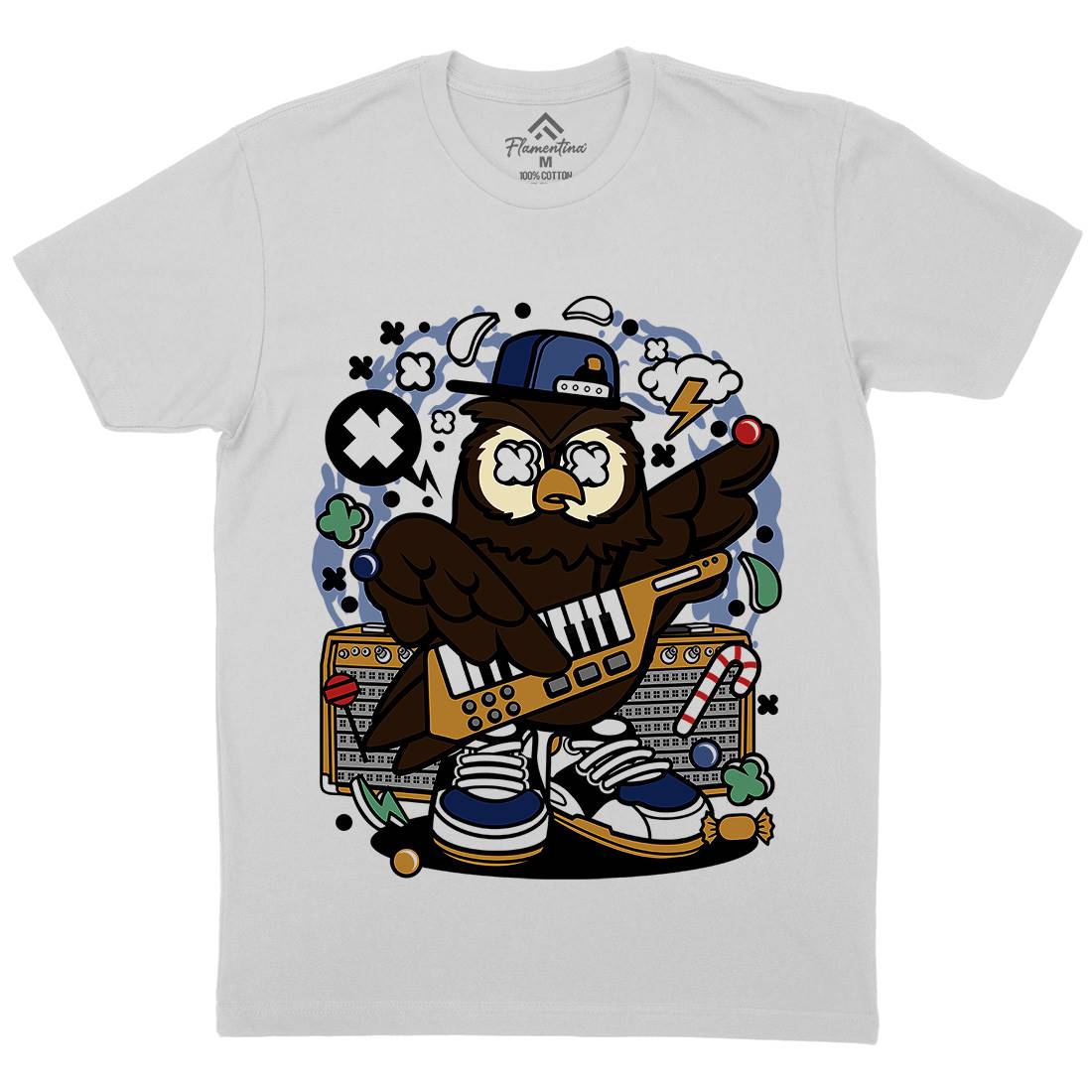 Owl Pop Star Mens Crew Neck T-Shirt Music C599