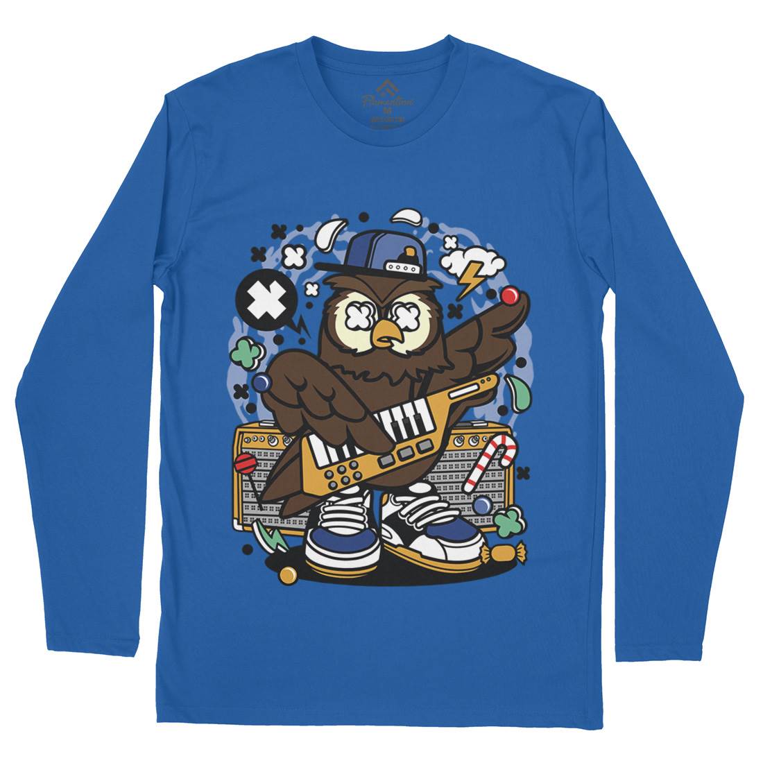 Owl Pop Star Mens Long Sleeve T-Shirt Music C599