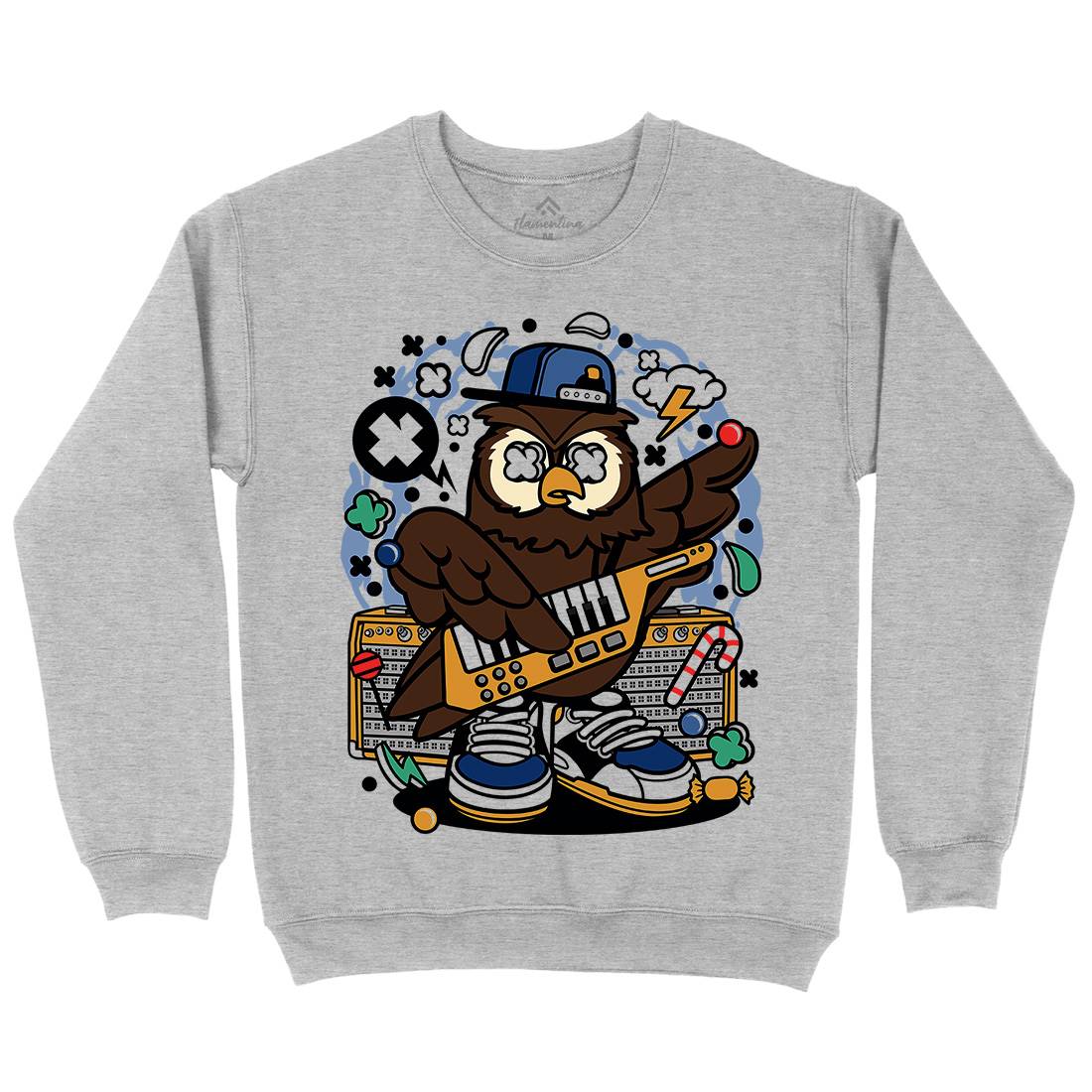 Owl Pop Star Mens Crew Neck Sweatshirt Music C599