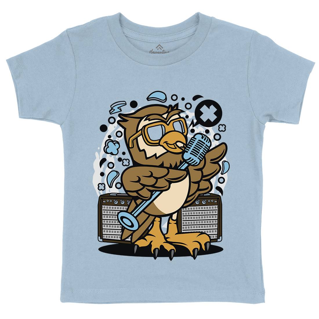 Owl Singer Kids Crew Neck T-Shirt Music C600