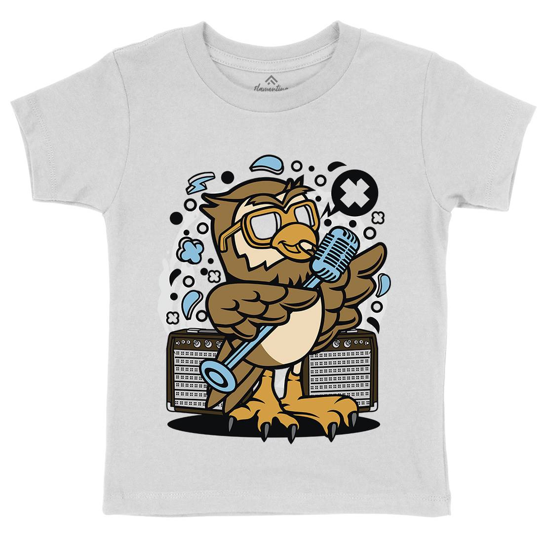 Owl Singer Kids Crew Neck T-Shirt Music C600