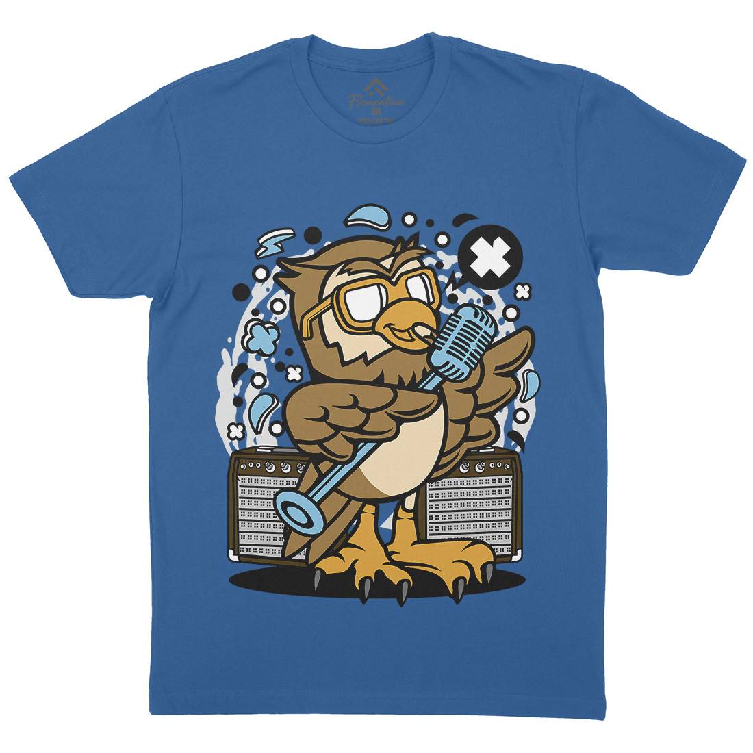 Owl Singer Mens Organic Crew Neck T-Shirt Music C600