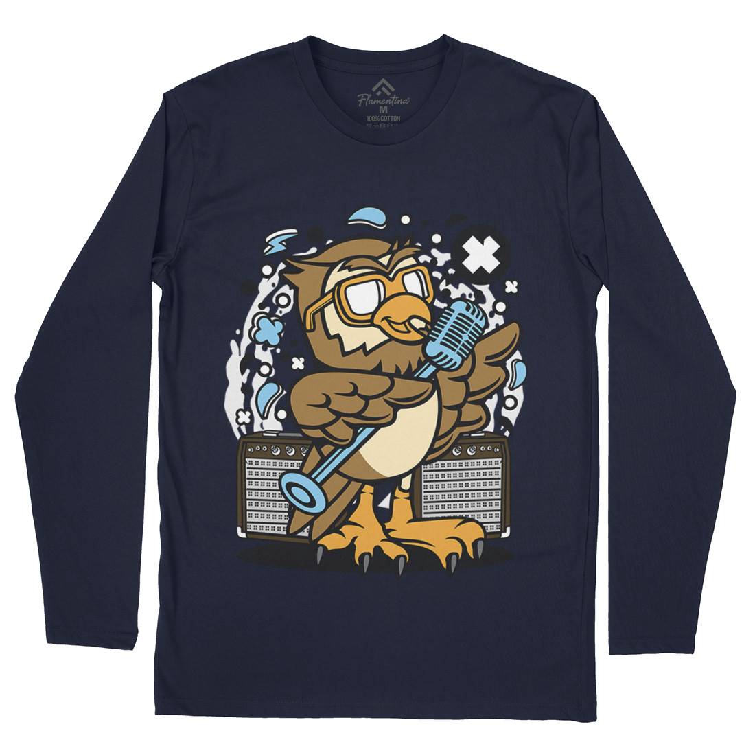 Owl Singer Mens Long Sleeve T-Shirt Music C600