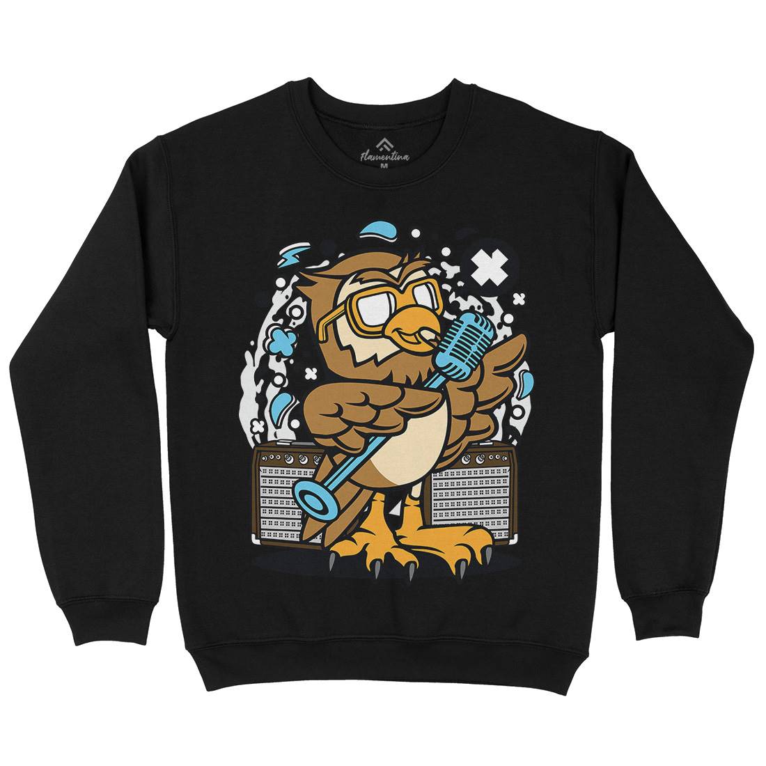 Owl Singer Mens Crew Neck Sweatshirt Music C600