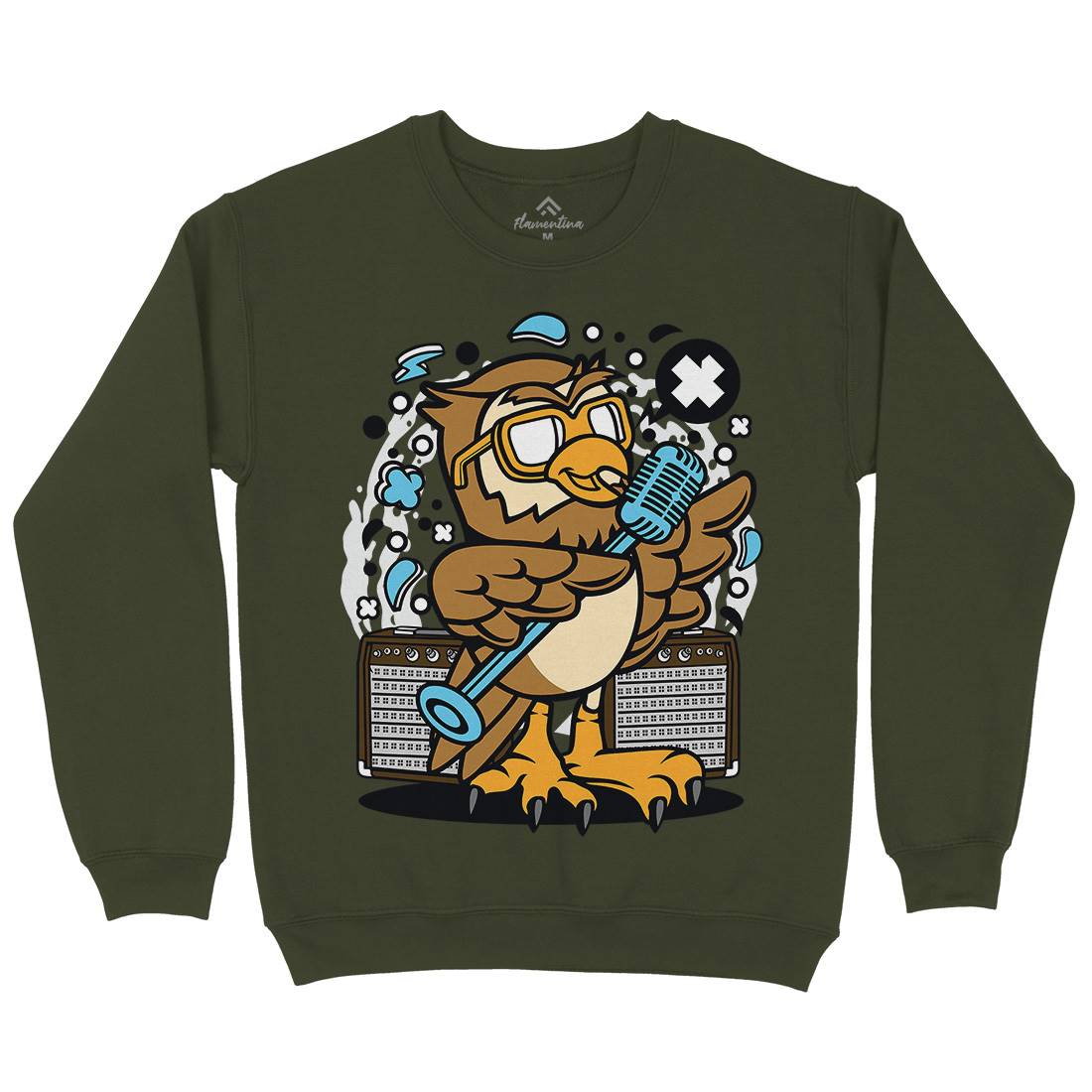 Owl Singer Mens Crew Neck Sweatshirt Music C600