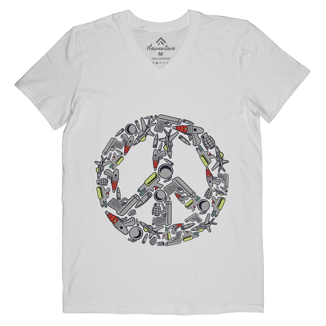 Peace Mens Organic V-Neck T-Shirt Religion C601