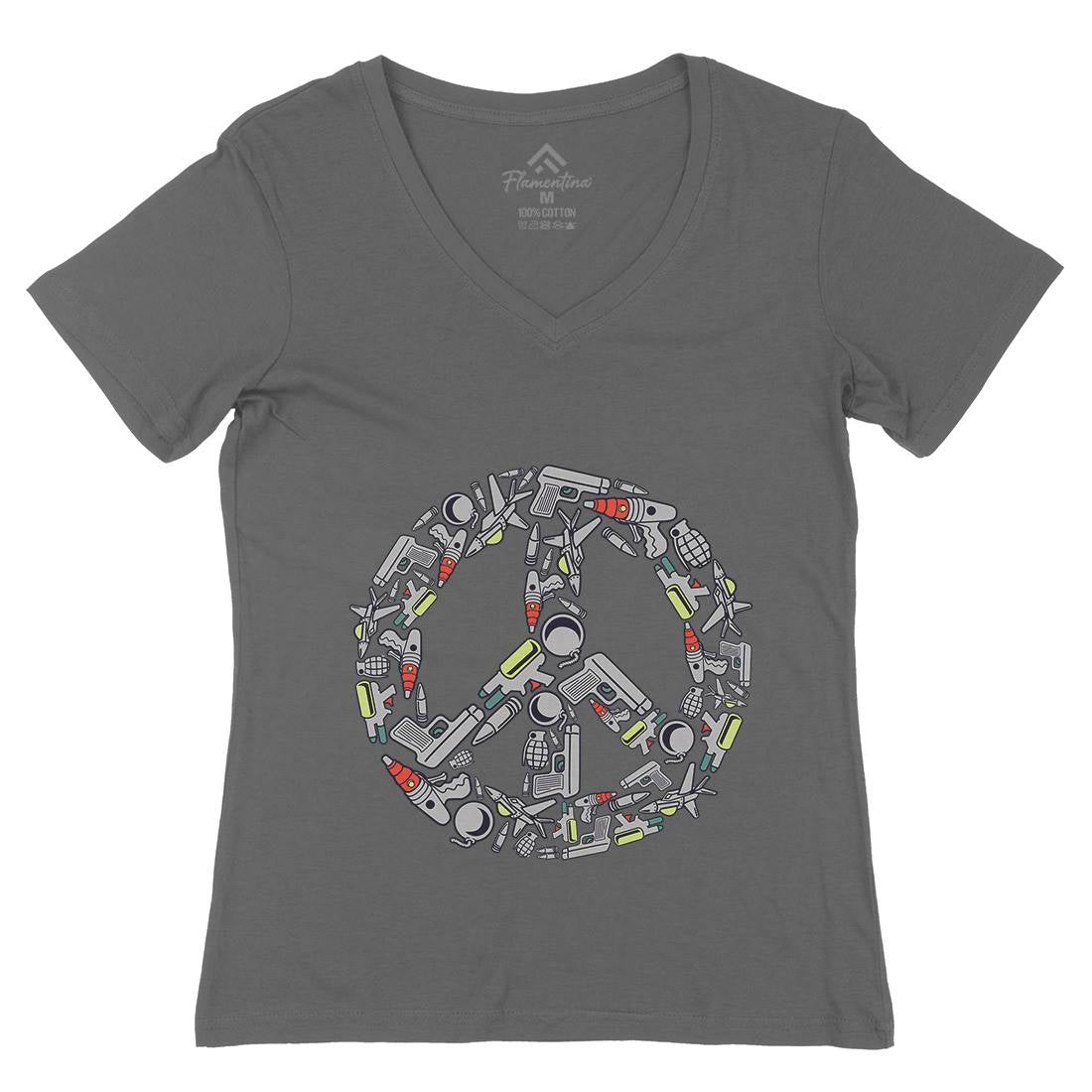 Peace Womens Organic V-Neck T-Shirt Religion C601