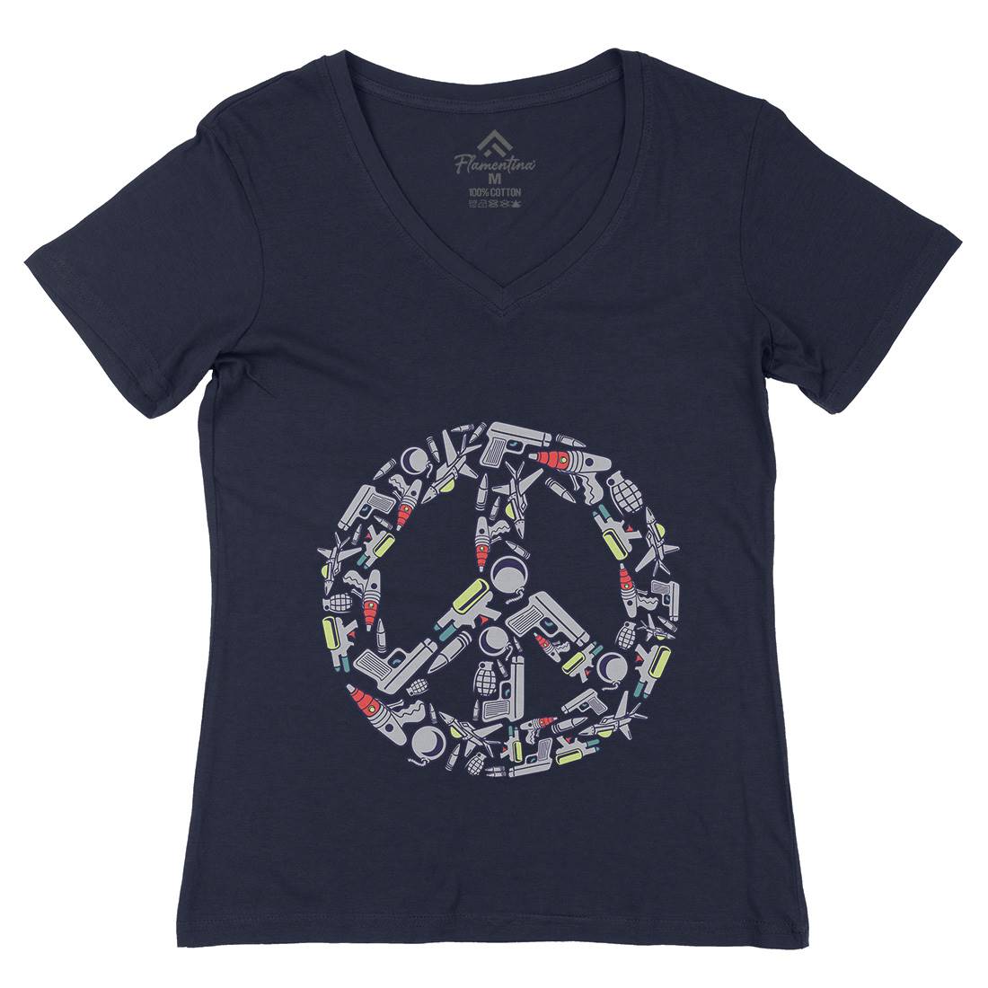 Peace Womens Organic V-Neck T-Shirt Religion C601