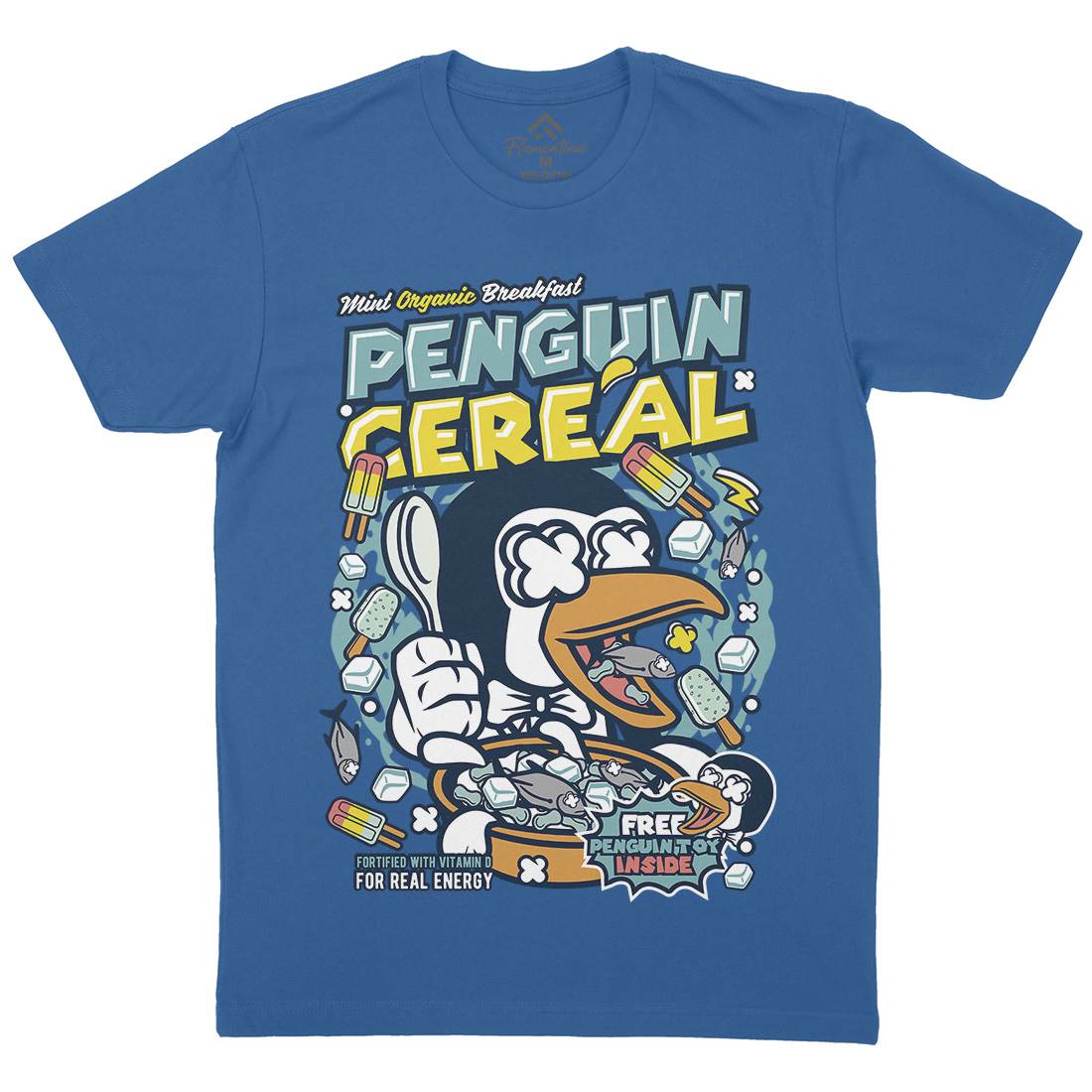 Penguin Cereal Box Mens Crew Neck T-Shirt Food C602