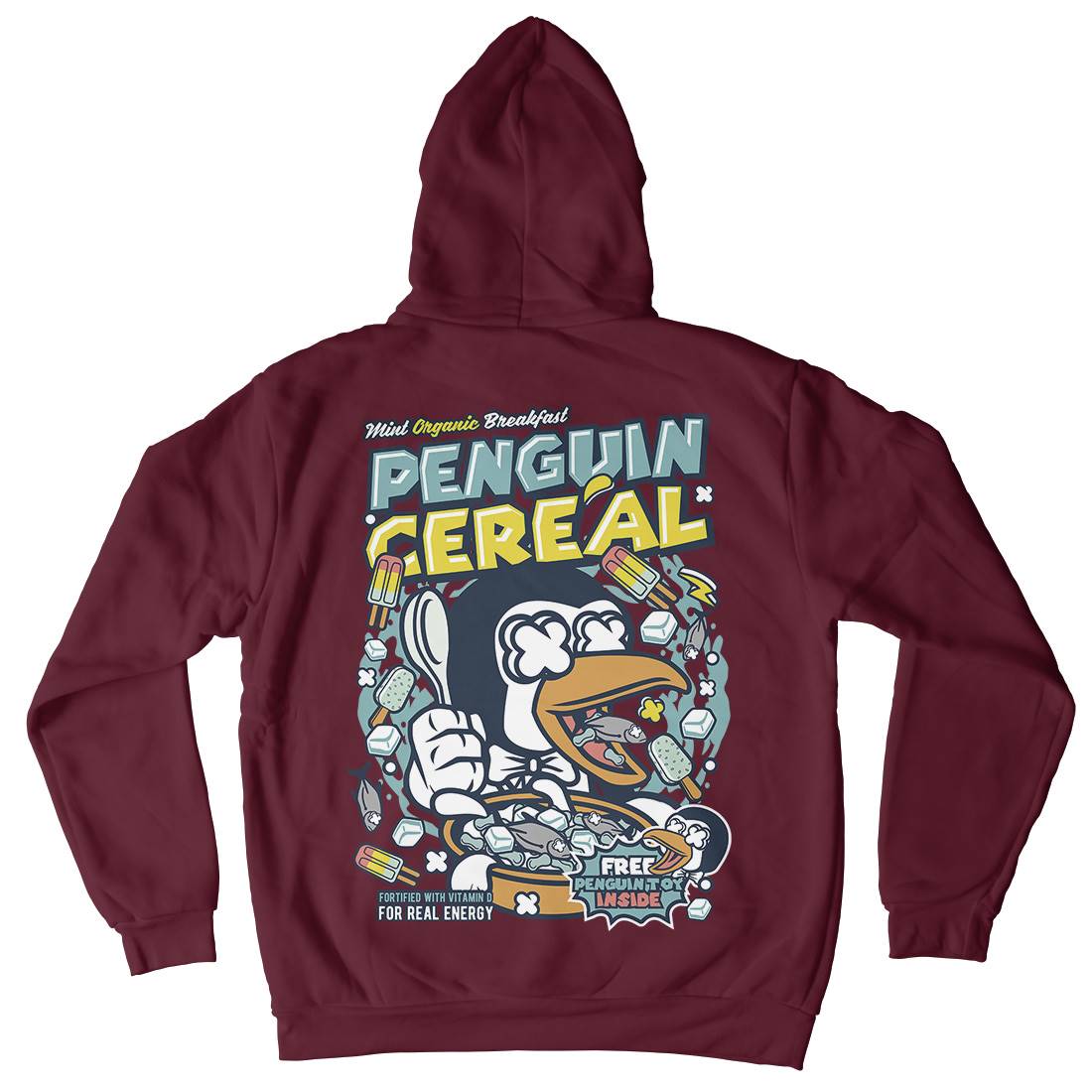 Penguin Cereal Box Kids Crew Neck Hoodie Food C602