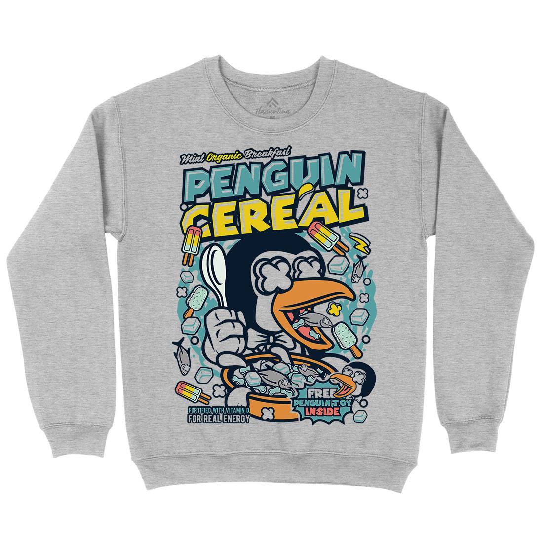 Penguin Cereal Box Mens Crew Neck Sweatshirt Food C602