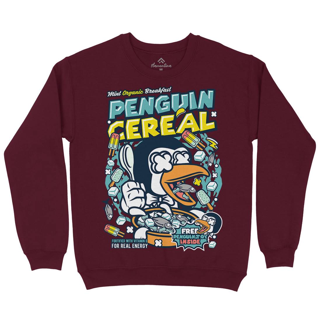 Penguin Cereal Box Kids Crew Neck Sweatshirt Food C602