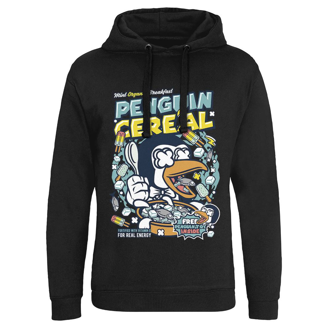Penguin Cereal Box Mens Hoodie Without Pocket Food C602