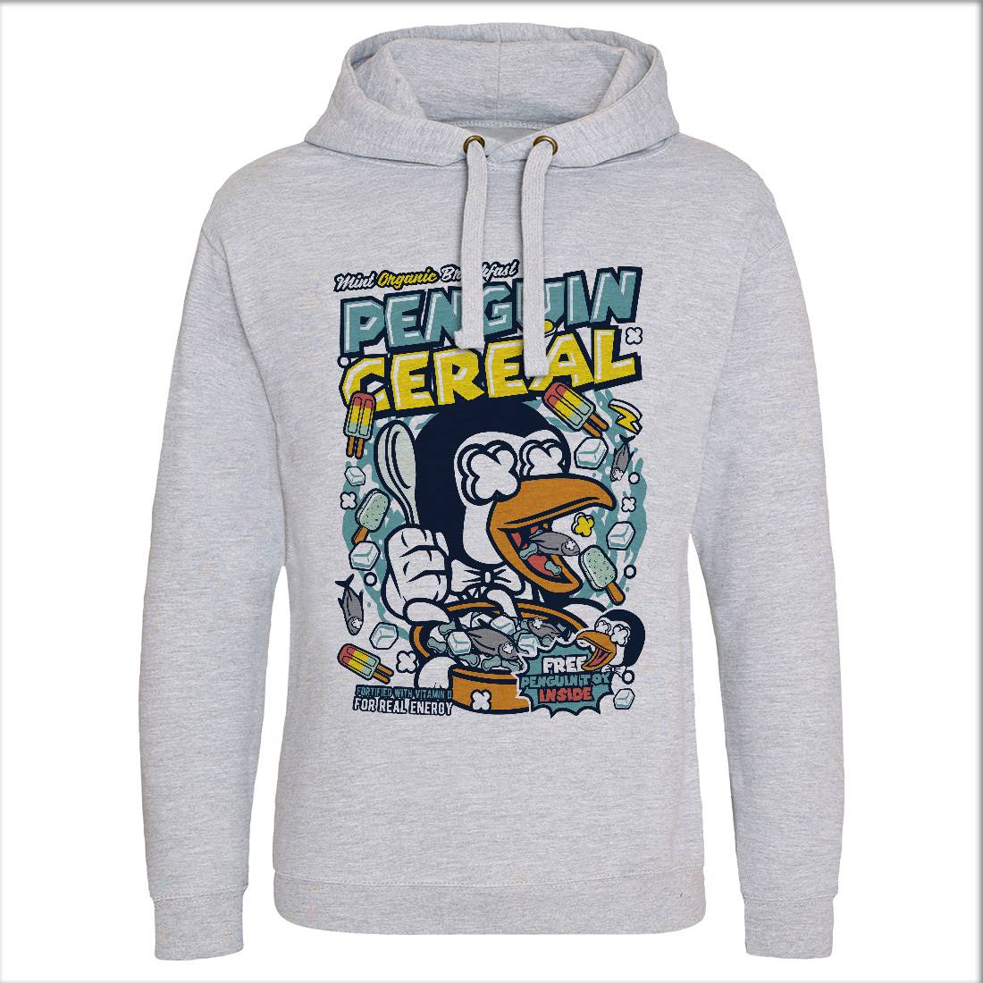 Penguin Cereal Box Mens Hoodie Without Pocket Food C602
