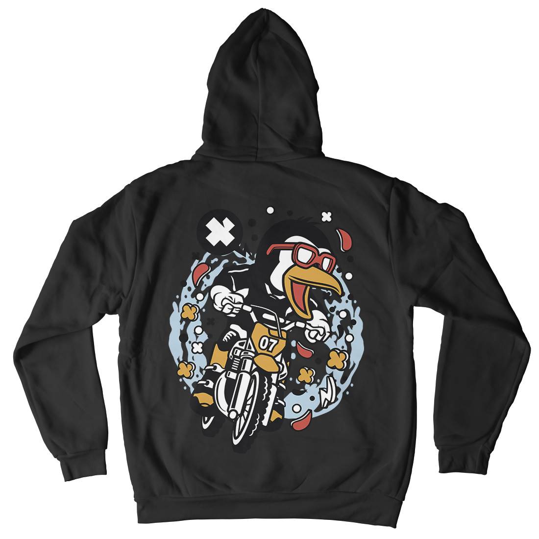 Penguin Motocross Rider Mens Hoodie With Pocket Motorcycles C604